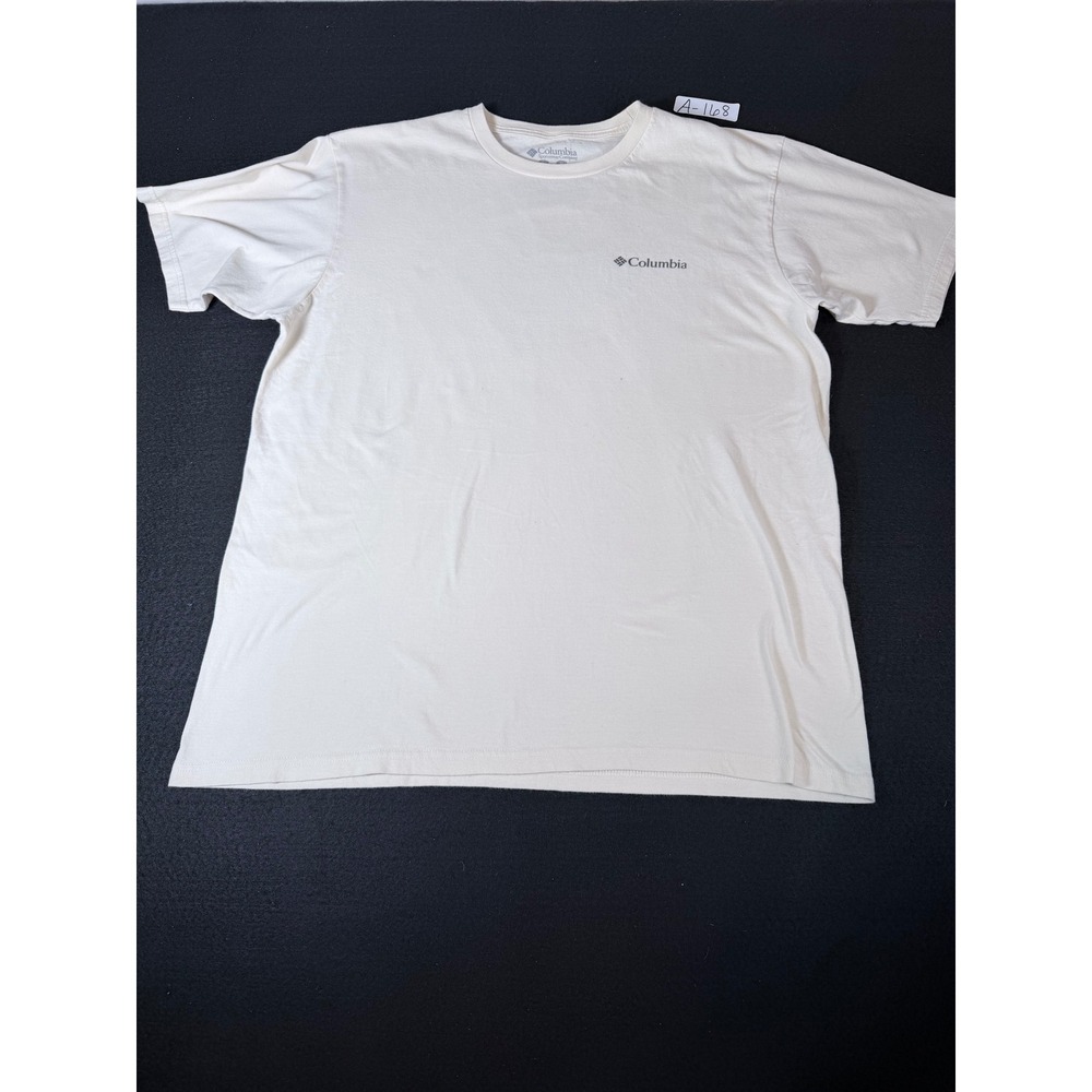Columbia Sportswear Mens Graphic T-Shirt Cream Mountain Back Print Large